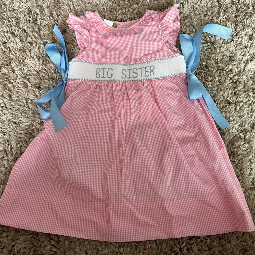 Toddler 3t “Big Sister” smocked dress